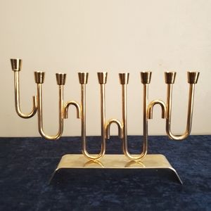 Vintage Karshi 24 Karat Gold Plated Menorah Hanukiah Chandelier